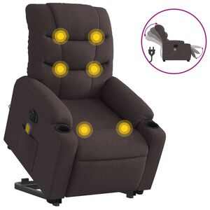 vidaXL Fotoliu electric masaj rabatabil cu ridicare maro &icirc;nchis textil