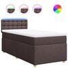 vidaXL Pat box spring cu saltea, maro &icirc;nchis, 90x200 cm, textil