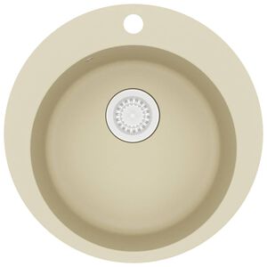 vidaXL Chiuvetă de bucătărie din granit, bej, un bazin, rotund