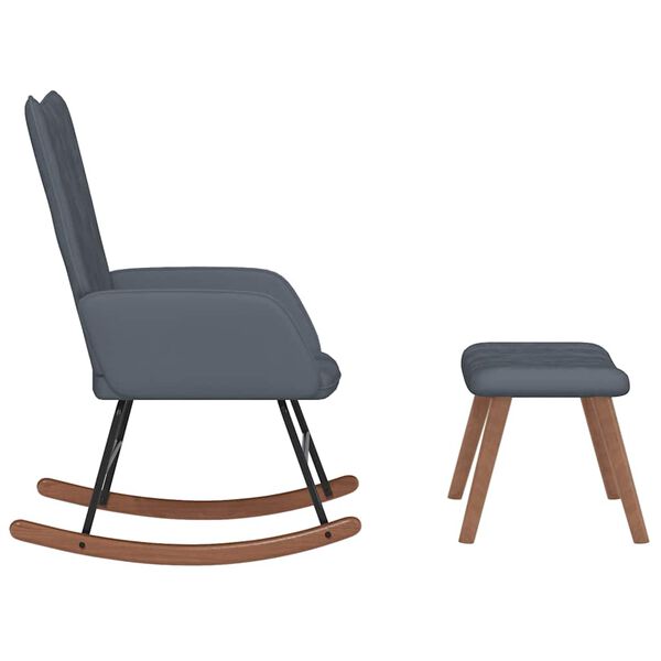 vidaXL Scaun balansoar cu taburet, gri închis, catifea