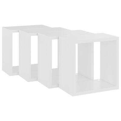 vidaXL Rafturi de perete cub, 4 buc., alb, 26x15x26 cm