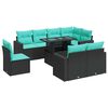 vidaXL Set mobilier grădină perne 9 piese negru poliratan/lemn acacia