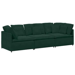 vidaXL Canapea modulară cu perne, verde &icirc;nchis, catifea