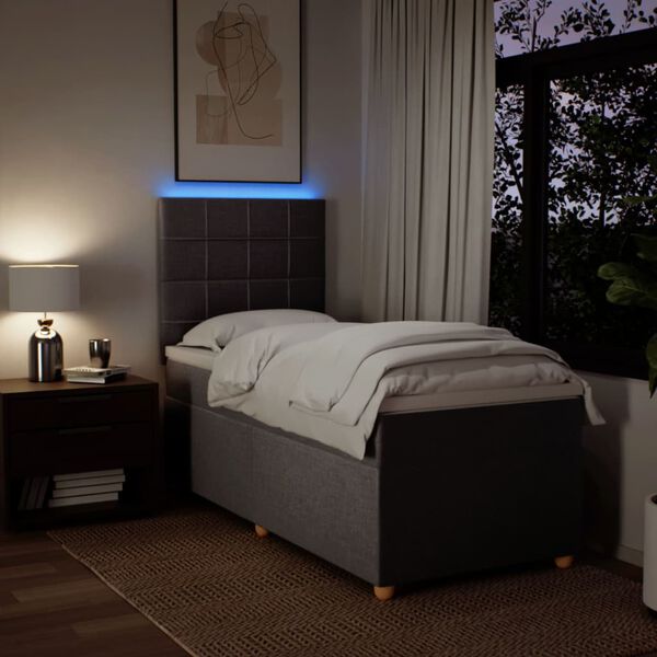 vidaXL Pat box spring cu saltea, gri taupe, 80x200 cm, textil