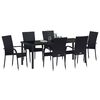 vidaXL Set de masă pentru grădină 7 pcs Negru