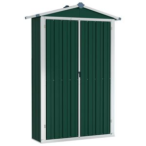 vidaXL Magazie de grădină, verde, 116x45x175 cm, oțel zincat