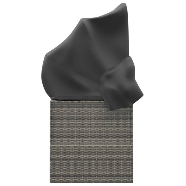 vidaXL Pat șezlong pentru exterior cu perne, gri, poliratan