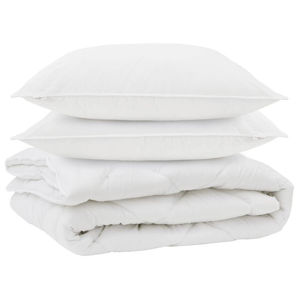 vidaXL Duvet pentru toate sezoanele cu pernă 3 pcs Alb Microfibră