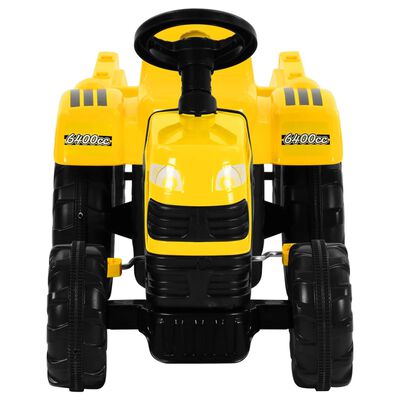 vidaXL Tractor pentru copii cu pedale şi remorcă, galben