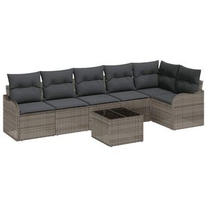 vidaXL Set de canapele pentru grădină cu pernă 7 pcs Negru Rattan poli
