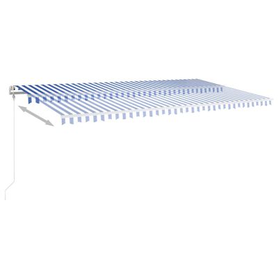 vidaXL Copertină retractabilă manual cu stâlpi, albastru/alb, 6x3,5 m