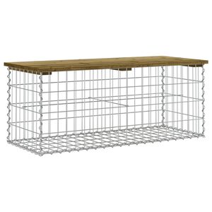 vidaXL Bancă grădină, design gabion, 103x44x42 cm, lemn pin impregnat