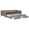 vidaXL Pat de zi cu extensie și sertare, gri taupe, 90x200 cm, textil