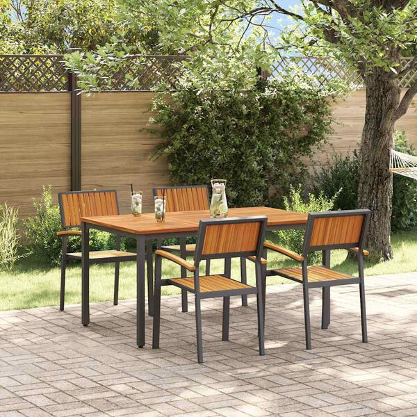 vidaXL Set de masă pentru grădină 5 pcs negru și maro 150 x 90 x 75 cm