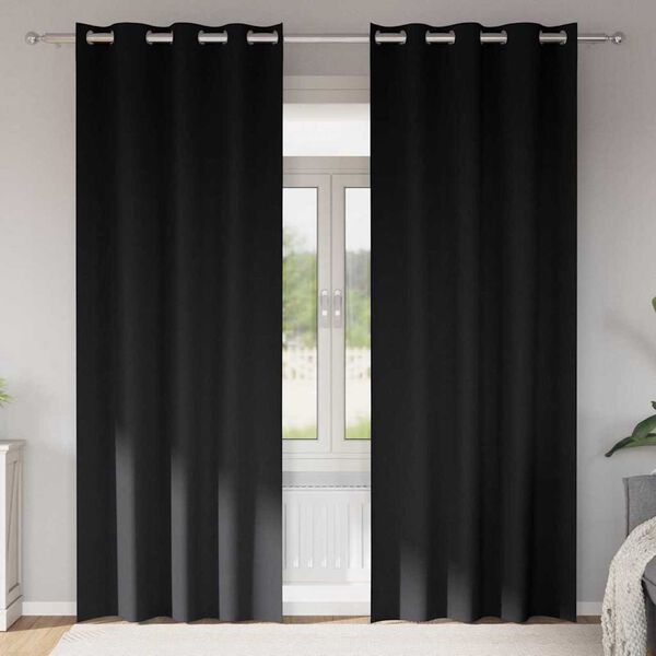 vidaXL Perdele Opaque cu Inel 2 pcs Negru 260 x 140 cm Poliester
