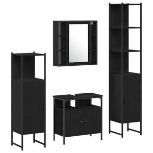 vidaXL Set de mobilier pentru baie 4 buc. Stejar Negru