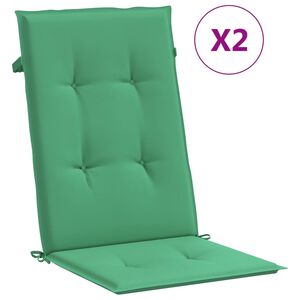 vidaXL Perne scaun cu spătar înalt, 2 buc., verde, 120x50x3 cm, textil