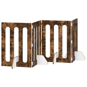 vidaXL Țarc pliabil pentru animale de companie 4 pcs Stejar Afumat