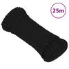 vidaXL Fr&acirc;nghie de lucru, negru, 5 mm, 25 m, poliester