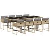 vidaXL Set de masă pentru grădină, 9 piese, cu perne, bej, poliratan