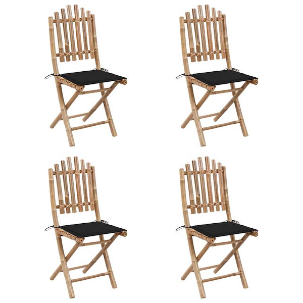 vidaXL Set mobilier de exterior pliabil, cu perne, 5 piese, bambus