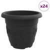 vidaXL Ghiveci rotund pentru flori 24 pcs Negru &Oslash; 26 x 21.5 cm Plastic