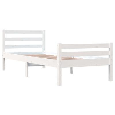vidaXL Cadru de pat, alb, 90x200 cm, lemn masiv de pin