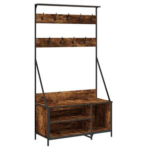 vidaXL Suport de haine cu raft de pantofi stejar fumuriu 100x41x184 cm