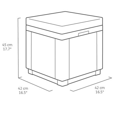 Keter Taburet tip cub cu spațiu de depozitare și pernă, cappuccino
