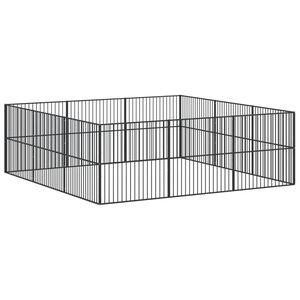 vidaXL Țarc pentru c&acirc;ini cu 12 panouri, negru, oțel galvanizat