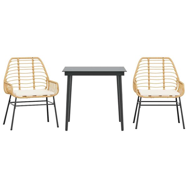 vidaXL Set mobilier de grădină cu perne 3 piese maro sticlă polirattan