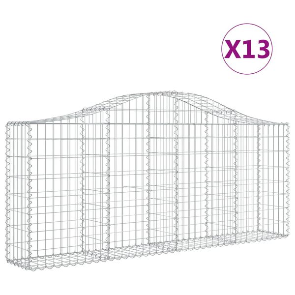 vidaXL Coșuri gabion arcuite 13 buc, 200x30x80/100cm, fier galvanizat