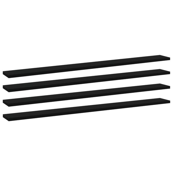 vidaXL Plăci bibliotecă, 4 buc., negru, 100 x 10 x 1,5 cm, PAL
