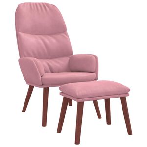 vidaXL Scaun de relaxare cu taburet, roz, catifea