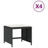 vidaXL Scaune de grădină cu perne, 4 buc. negru 40x40x35 cm poliratan