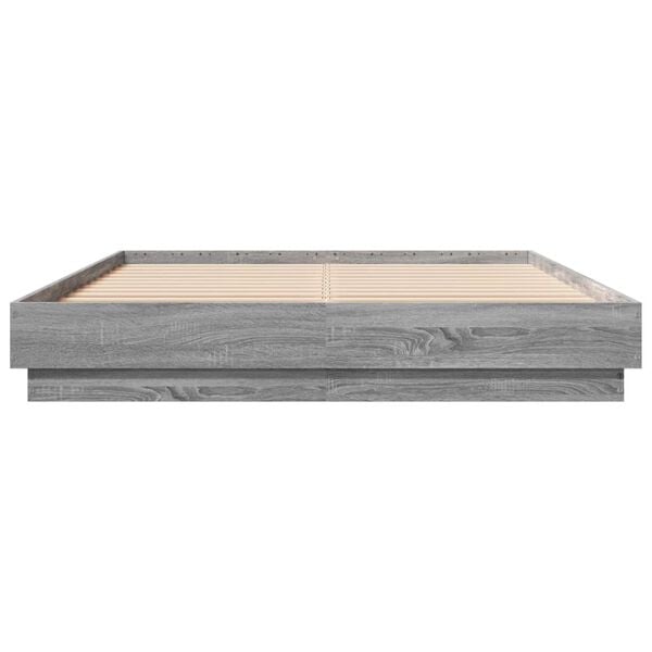 vidaXL Cadru de pat, gri sonoma, 120x200 cm, lemn prelucrat