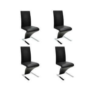 vidaXL Scaune de sufragerie, 4 buc., negru, piele ecologică