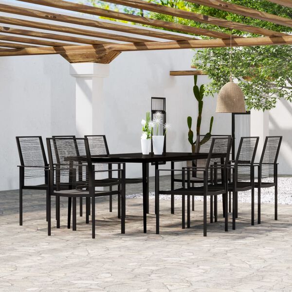 vidaXL Set mobilier de grădină, 9 piese, negru