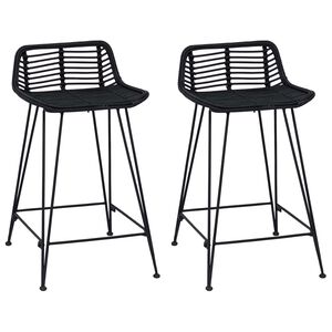 vidaXL Scaun de bar 2 buc. Negru 44 x 45 x 76 cm Rattan și oțel