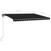 vidaXL Copertină retractabilă manual cu LED, antracit, 450x300 cm