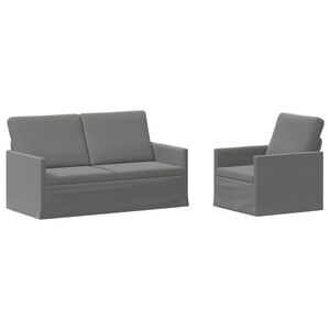 vidaXL Set de canapea 2 pcs Gri &icirc;nchis Catifea