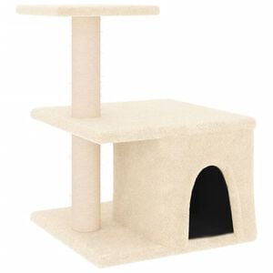 vidaXL Ansamblu de pisici cu st&acirc;lpi din funie de sisal, crem, 48 cm