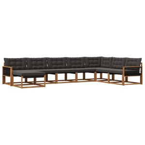vidaXL Set de canapele de exterior 8 buc. Natural și Negru