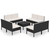 vidaXL Set mobilier de grădină cu perne, 9 piese, negru, poliratan