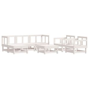 vidaXL Set mobilier de grădină, 7 piese, alb, lemn masiv de pin