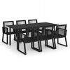 vidaXL Set mobilier de exterior, 7 piese, negru, ratan PVC