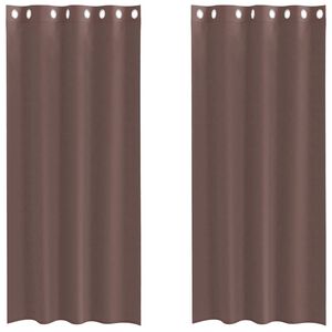 vidaXL Perdele Voile cu Oelii 2 buc Maro 140x245 cm
