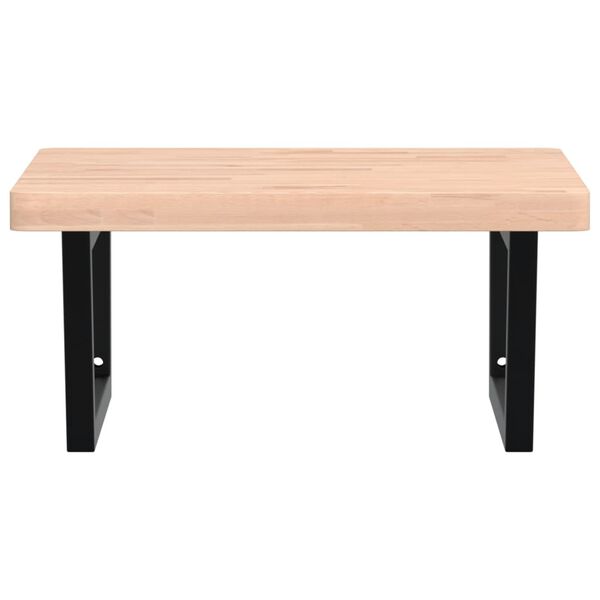 vidaXL Raft pentru lavoar montat pe perete, oțel și lemn masiv fag