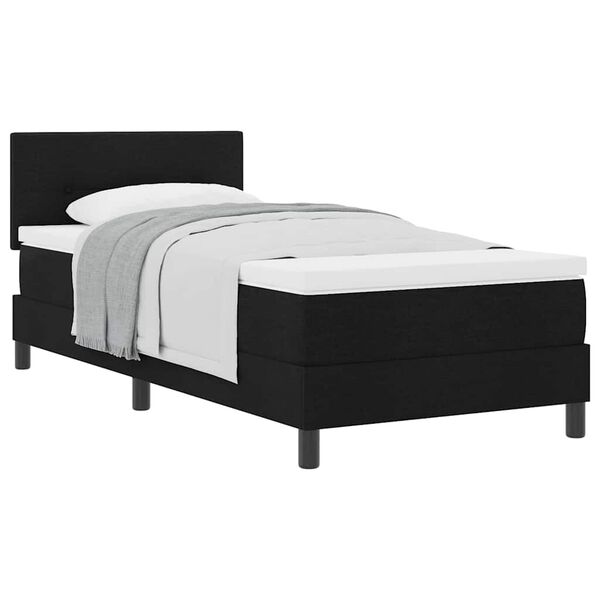 vidaXL Pat cu arcuri cu saltea cu headboard Negru 80 x 200 cm țesătură