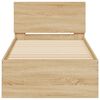 vidaXL Cadru de pat cu tăblie și lumini LED, stejar sonoma, 90x190 cm